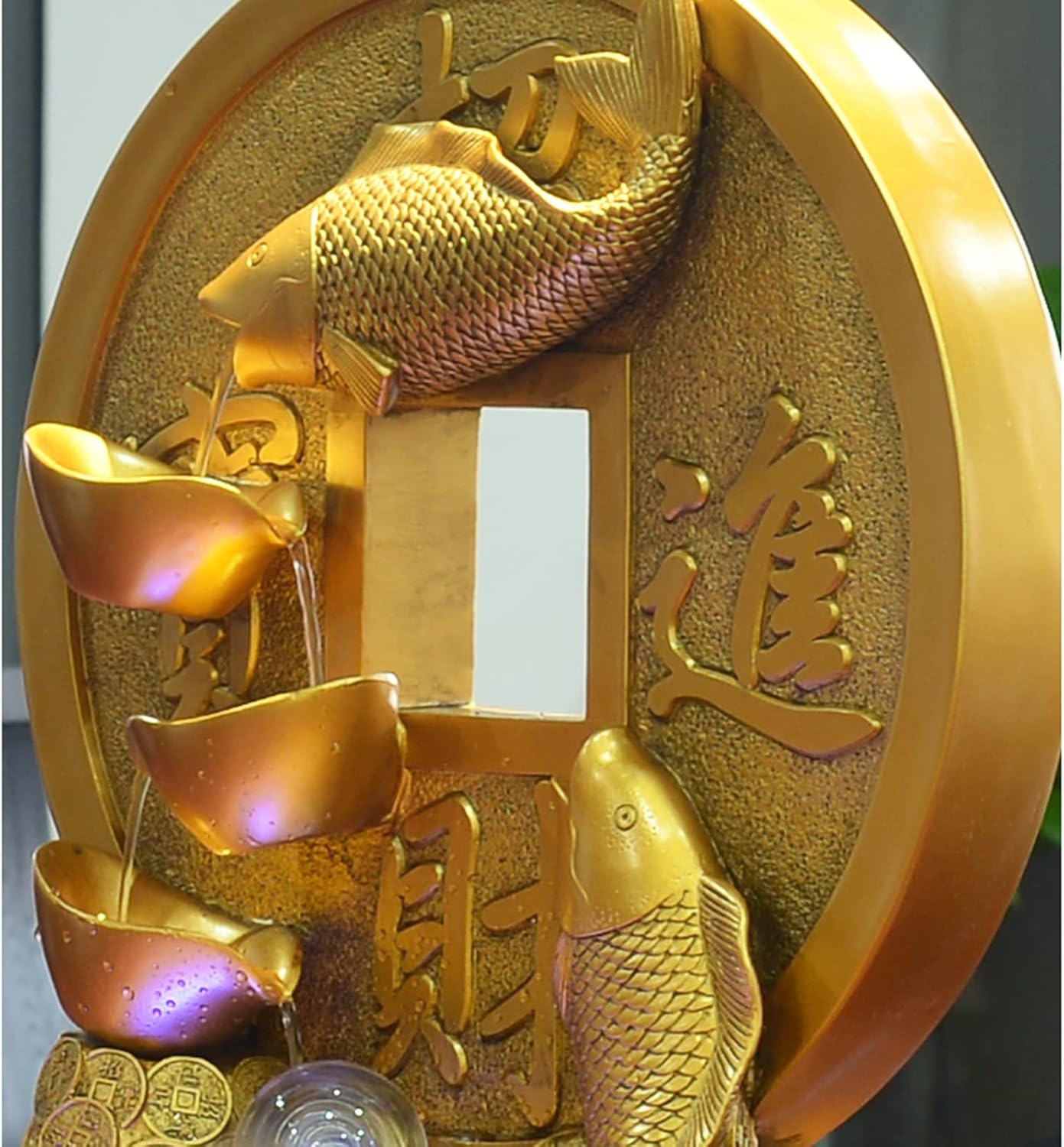 Golden Koi Tabletop Water Fountain with Rotating Ball