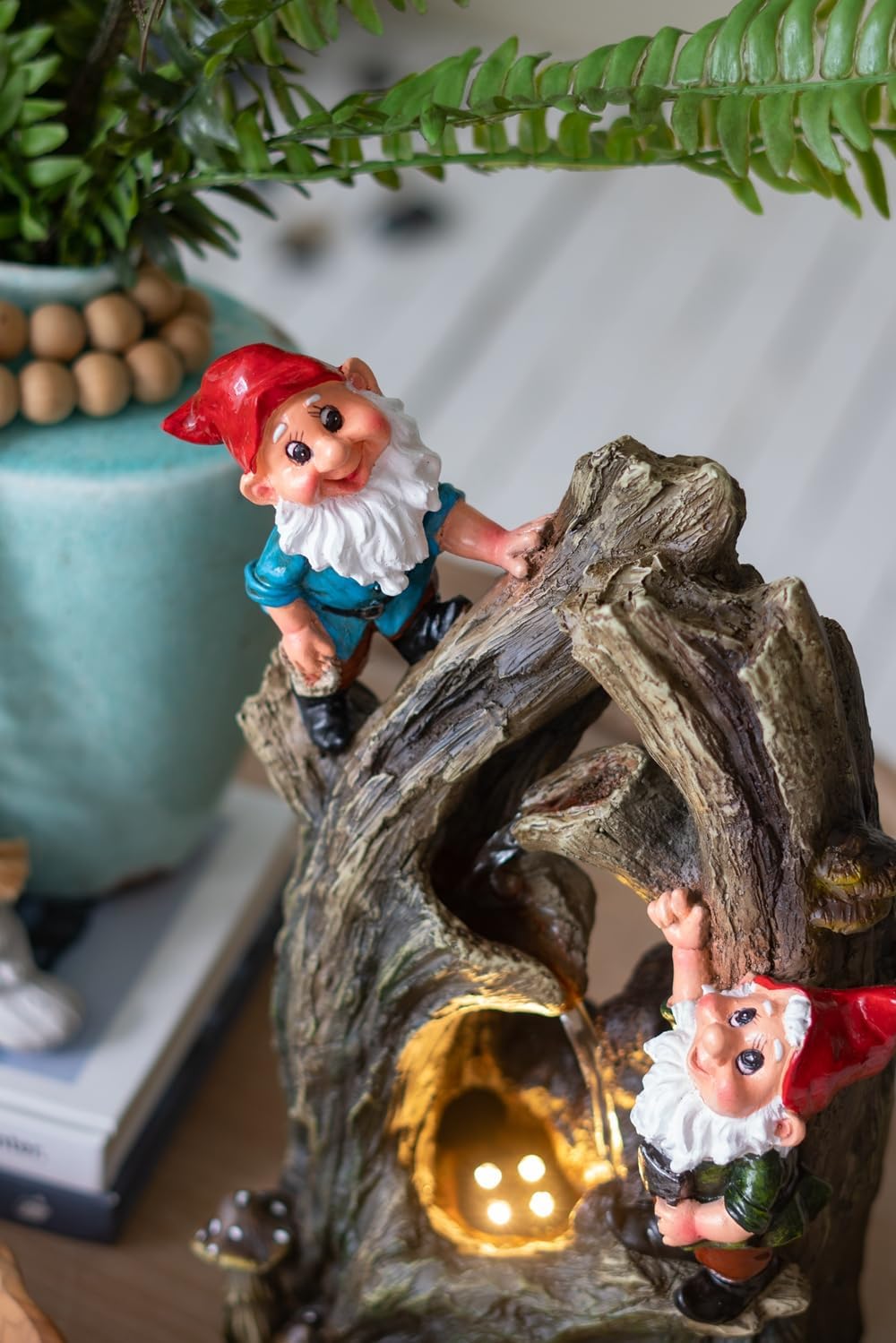 Decorative Woodland Gnome Water Fountain with LED Light 1