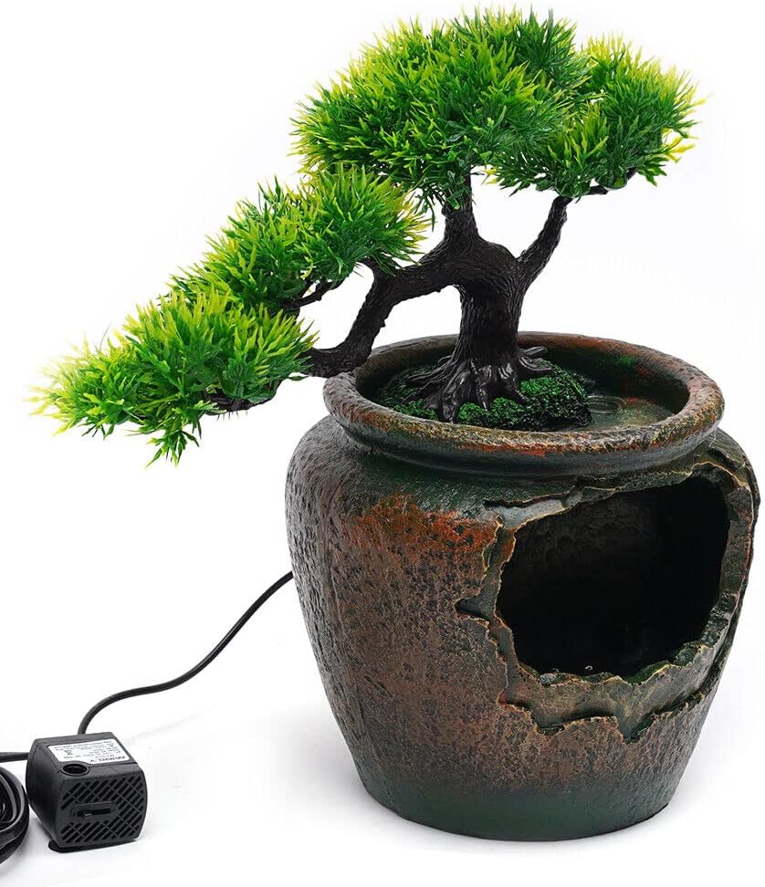 Tabletop Resin Water Fountain with LED Rockery Decor
