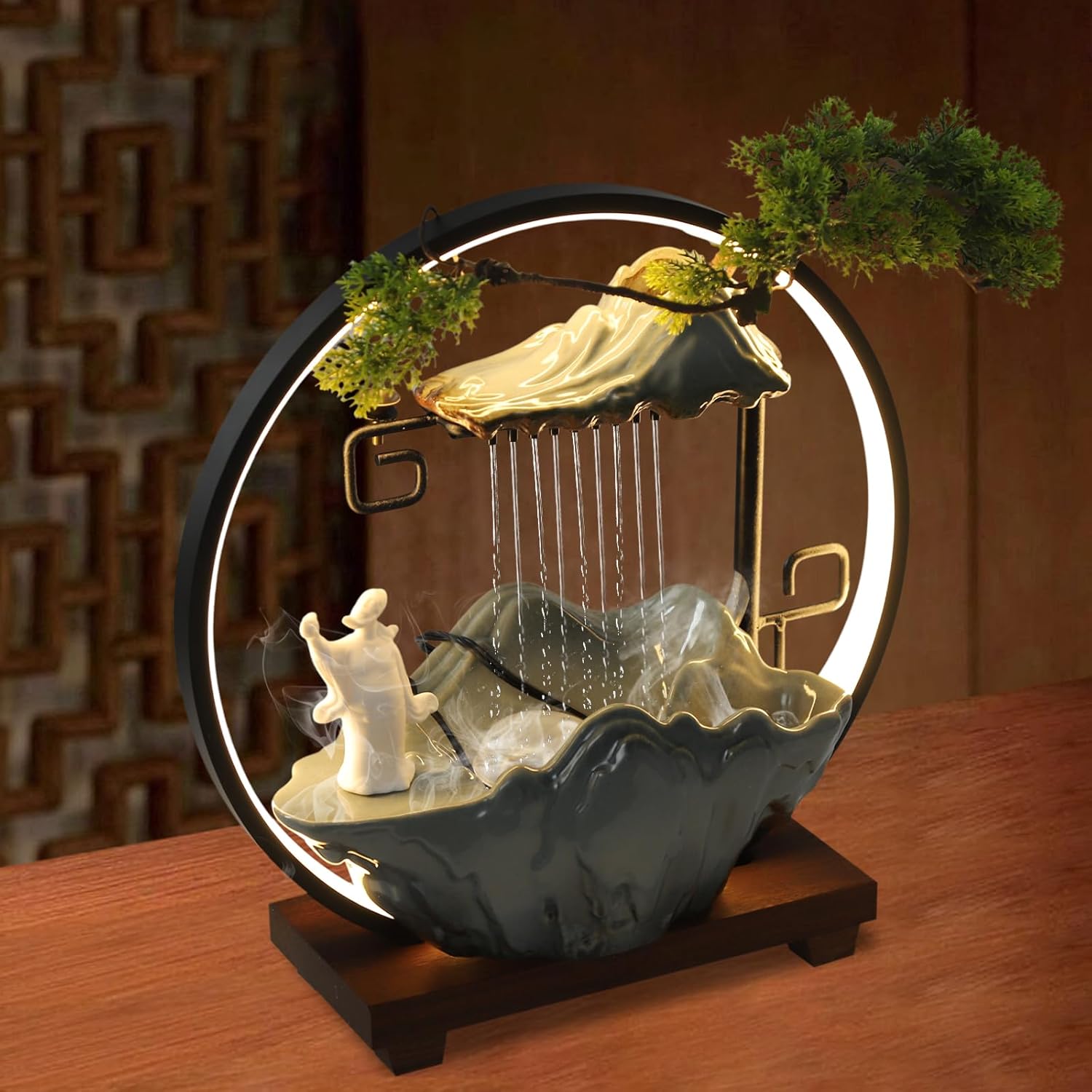 Tabletop Water Fountain with LED Lights and Atomizer
