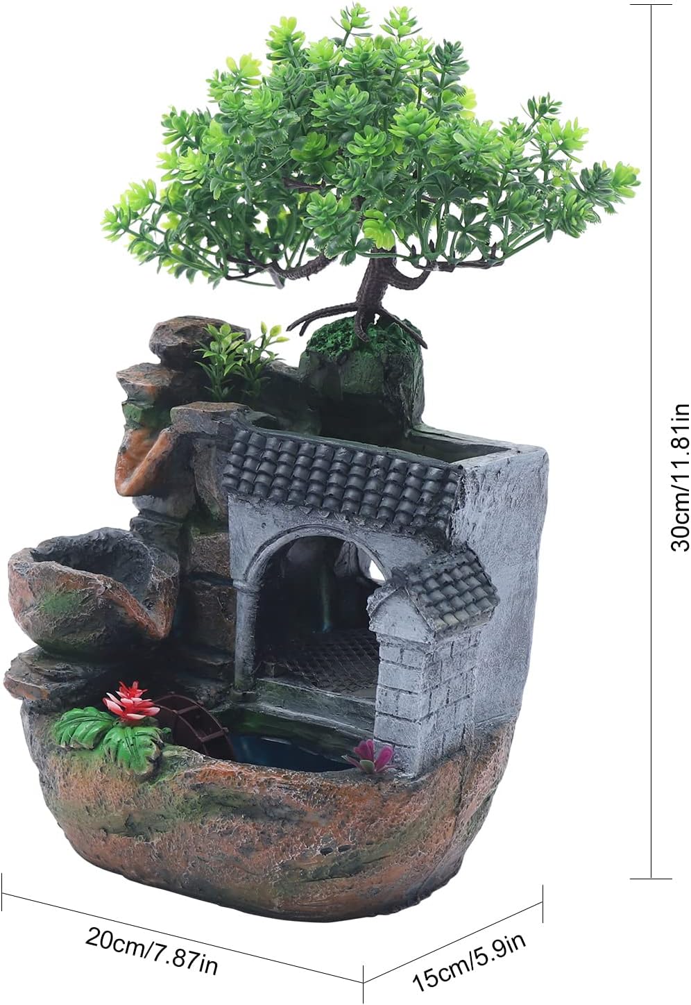 LENGBULIN Indoor Water Fountain with LED Light and Automatic Pump