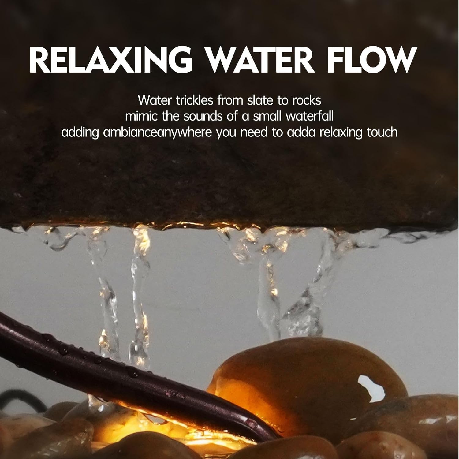 Indoor Waterfall Fountain with Light for Home Office Decor