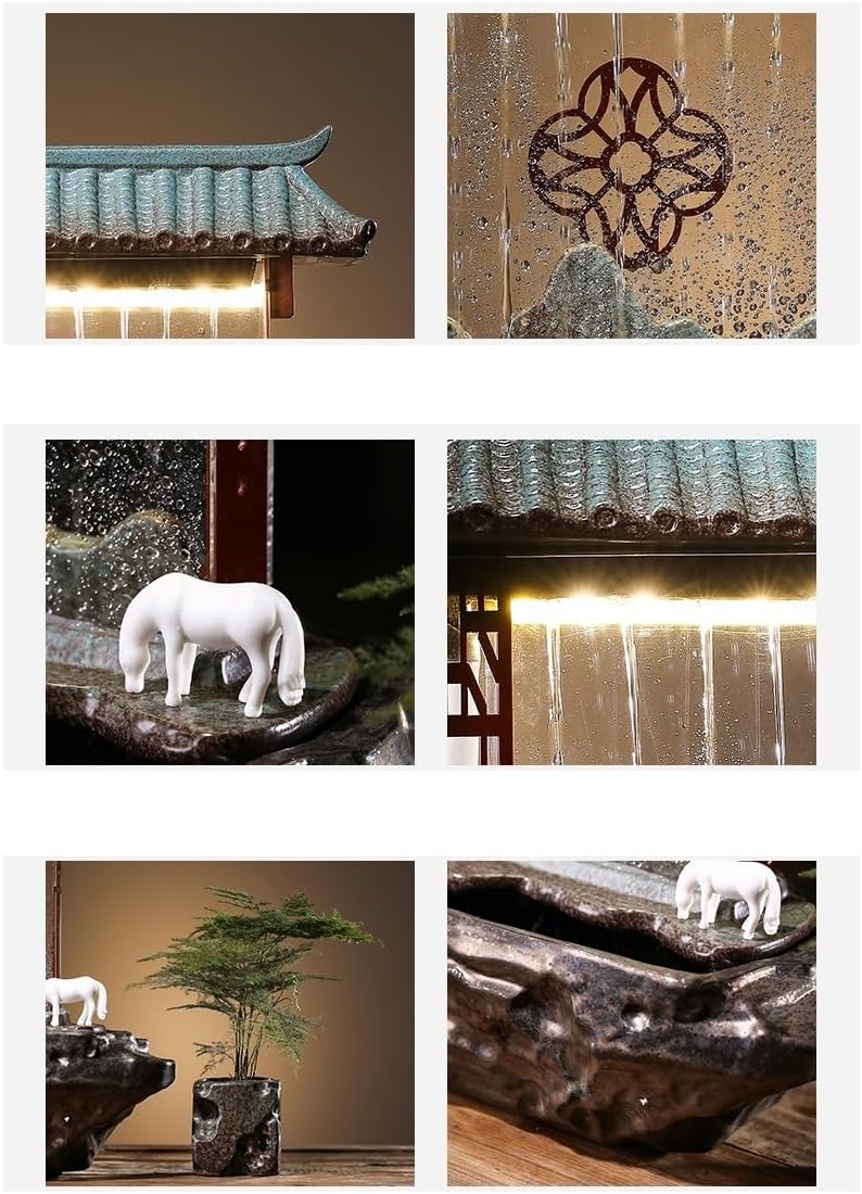 Indoor Fountain Tabletop Ceramic Water Ornament Humidifier