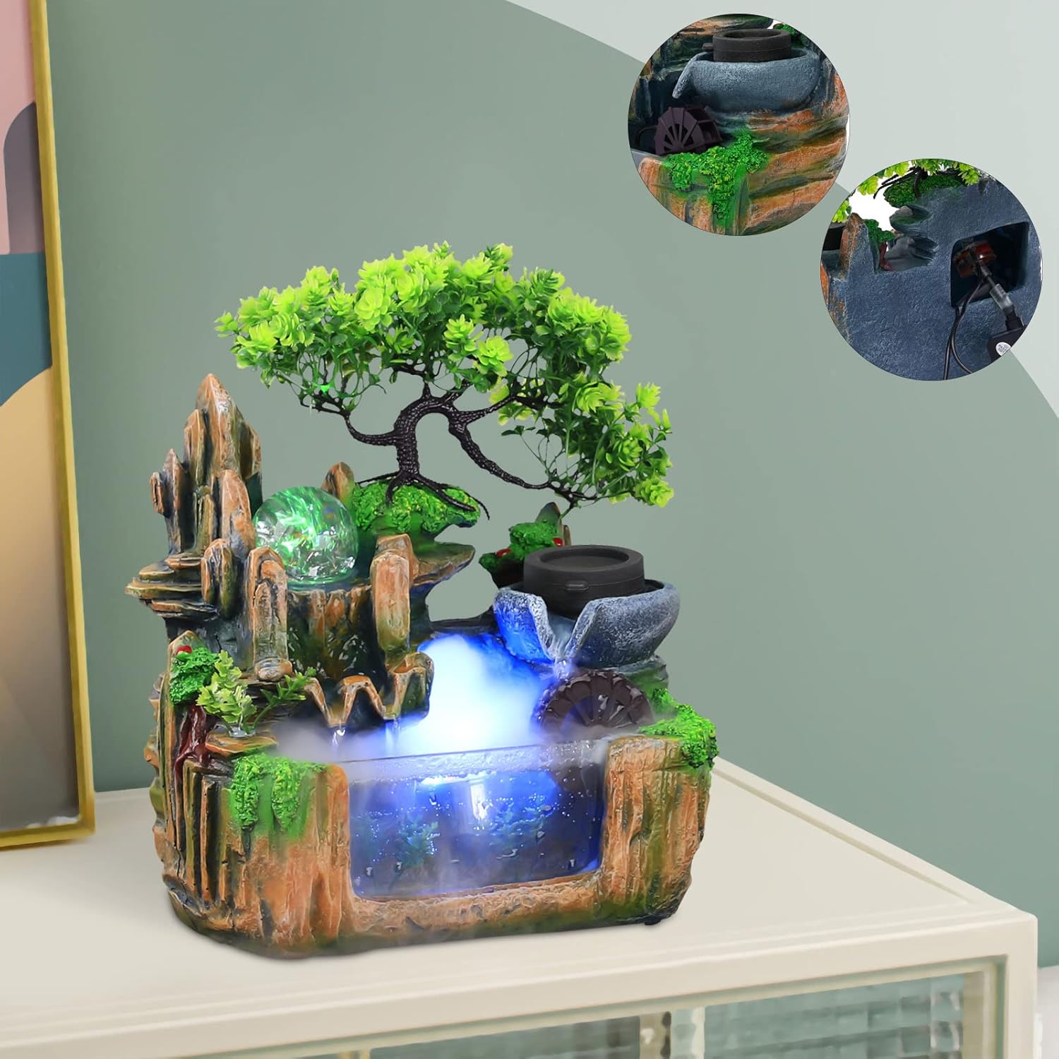 CaLaOCO Indoor Fountain Rockery with Atomizer and LED Light 1