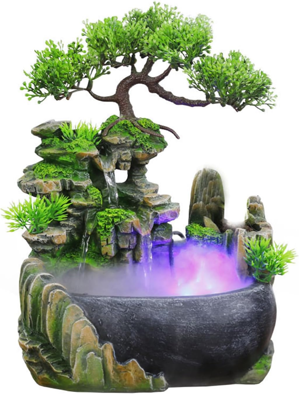 11-Inch Tabletop LED Waterfall Fountain with Atomizer