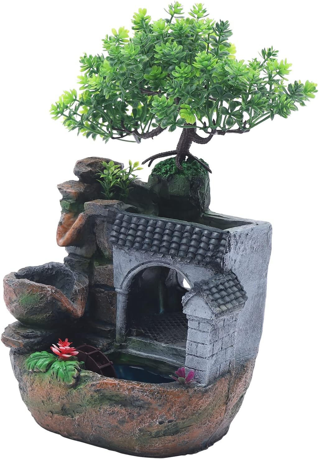 LENGBULIN Indoor Water Fountain with LED Light and Automatic Pump