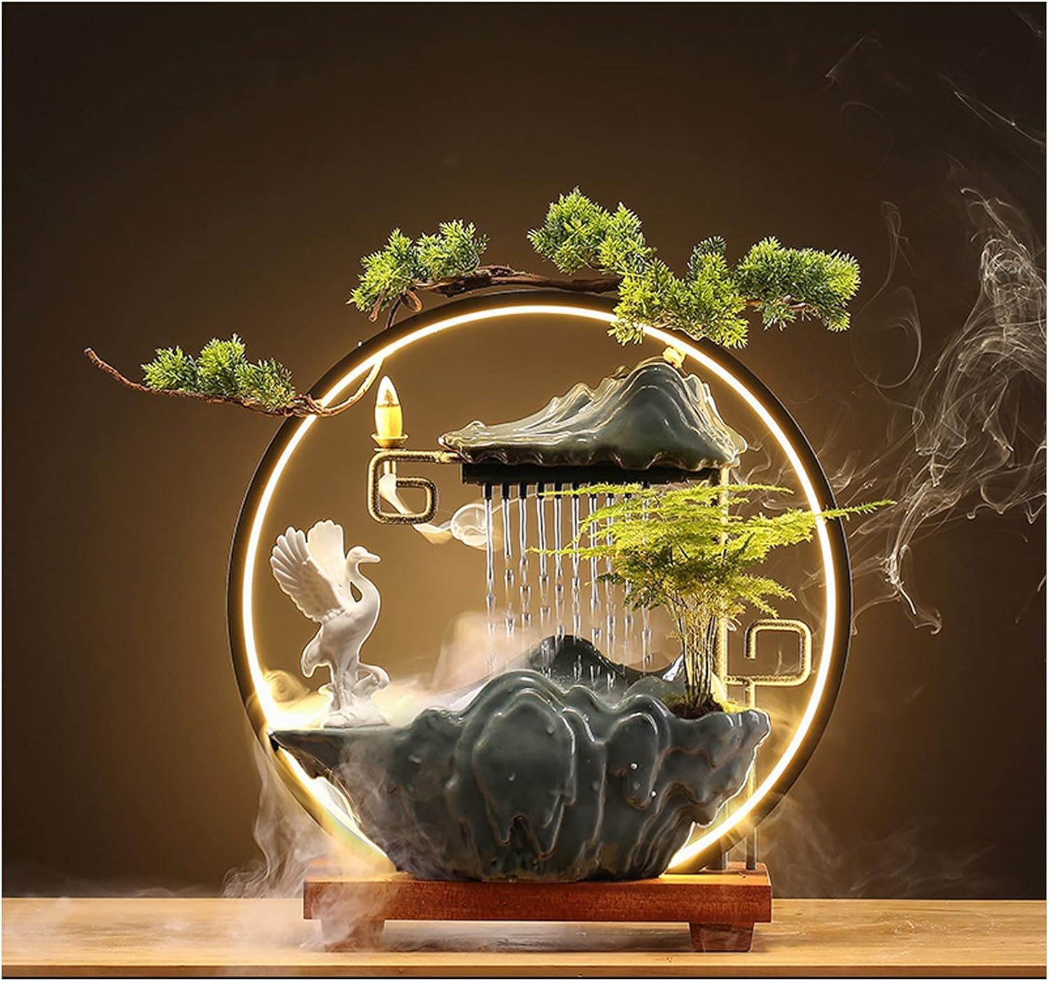 Ceramic Water Fountain with LED and Animal Design