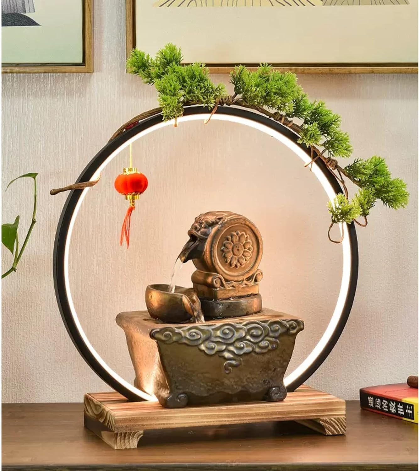 Charmful Ceramic Tabletop Fountain with LED Light