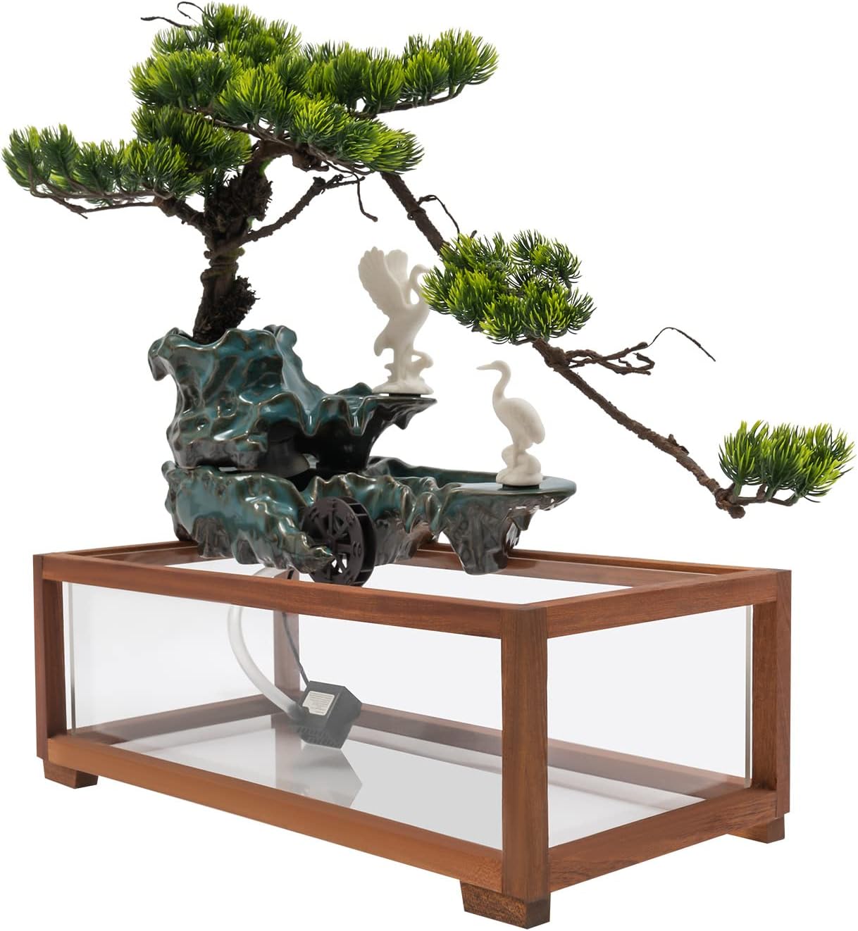 Hanmorfarbi Tabletop Fountain with LED Light and Fish Tank