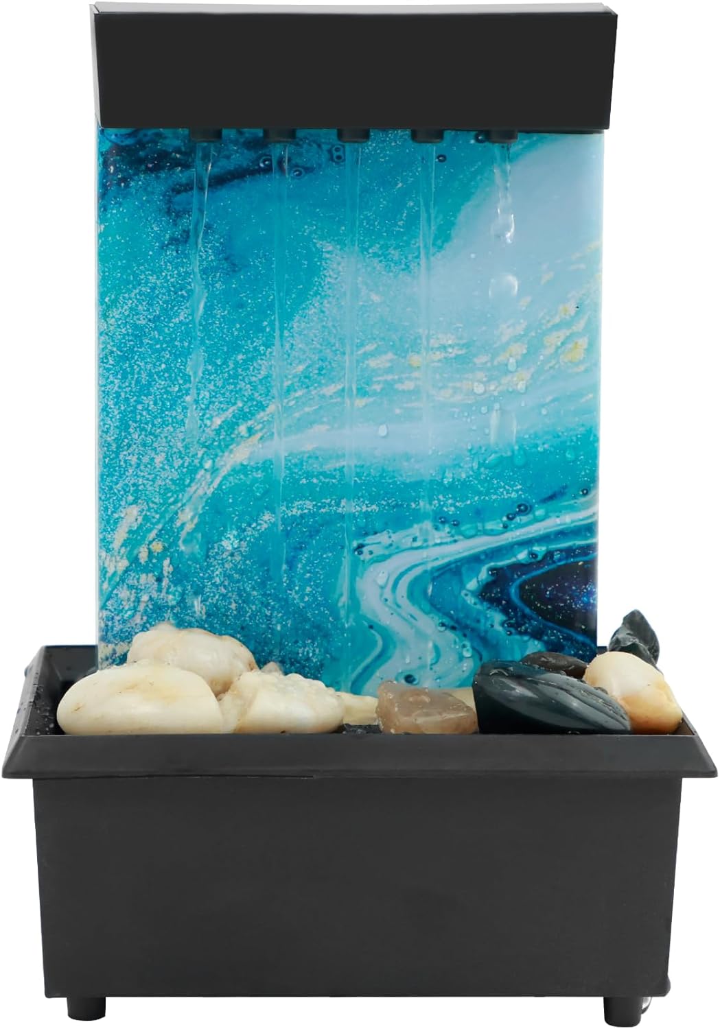 Light Blue Tabletop Fountain with Sound and Light