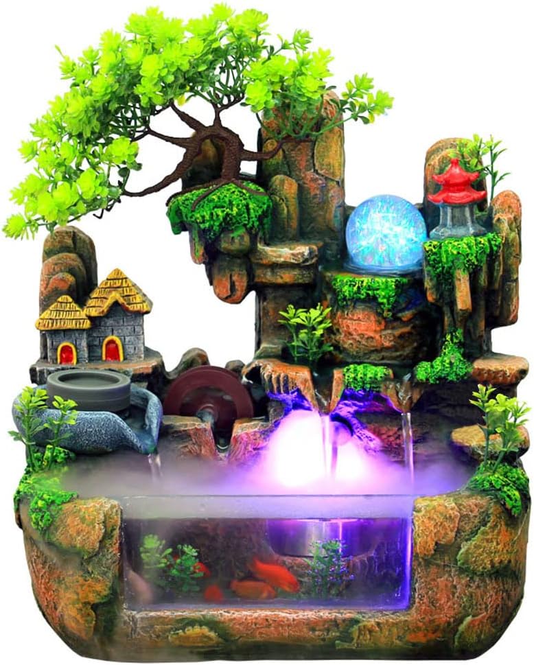 Goudergo Tabletop Waterfall Fountain with LED Light