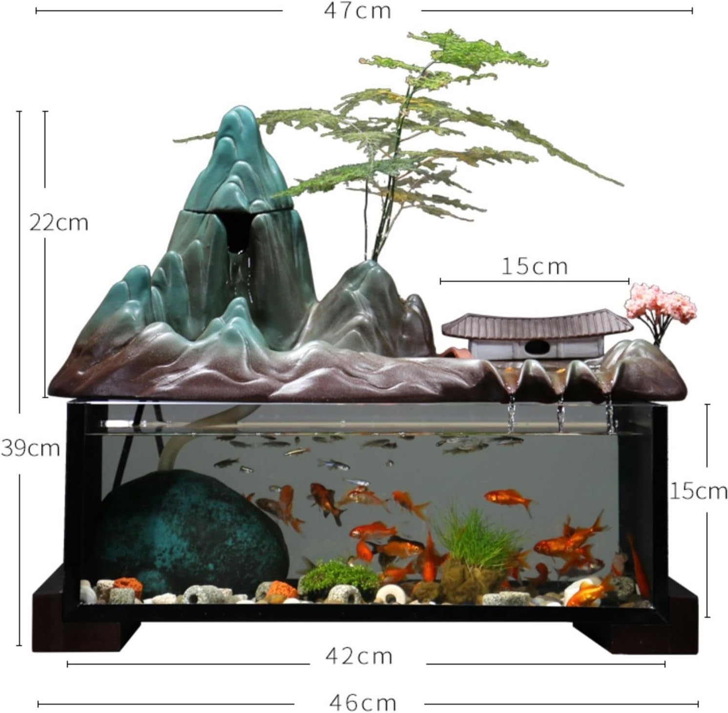 Indoor Fountain Fish Tank Water Ornament Zen Waterfall Landscape Humidifier Decoration