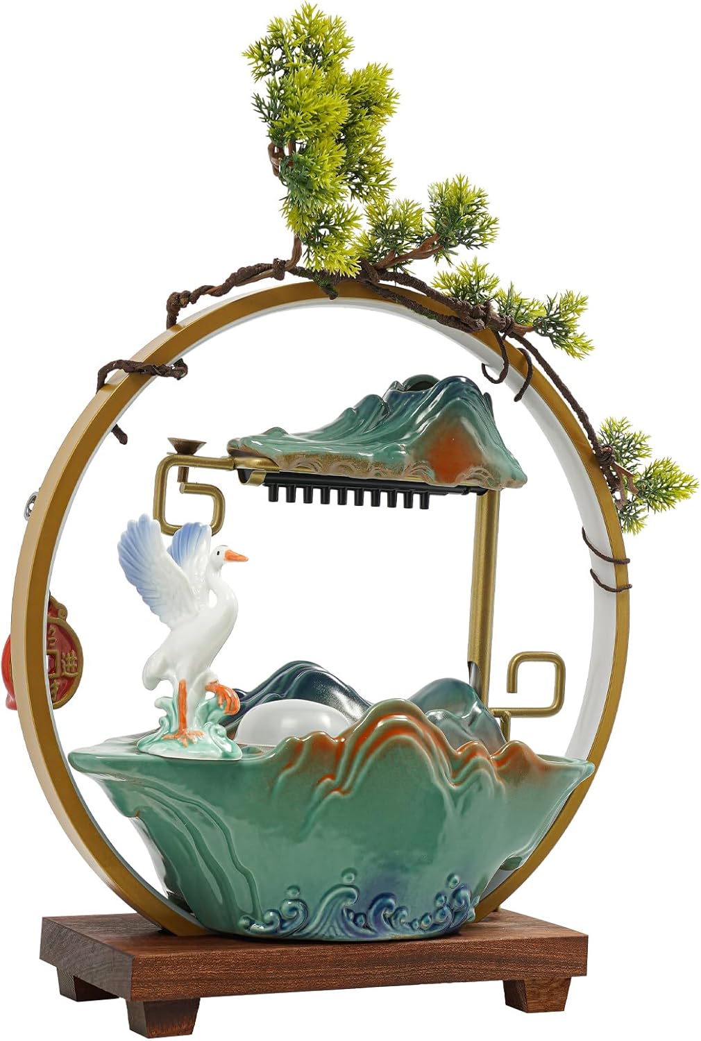 Indoor Waterfall Fountain with LED Light and Mist for Feng Shui and Relaxation