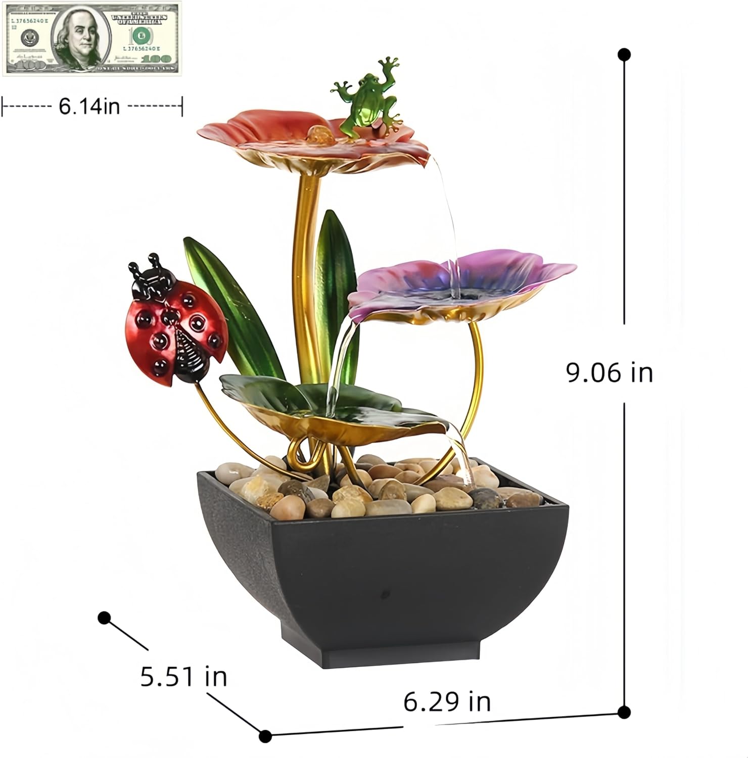Fengshui Caishen Tabletop Water Fountain Decor