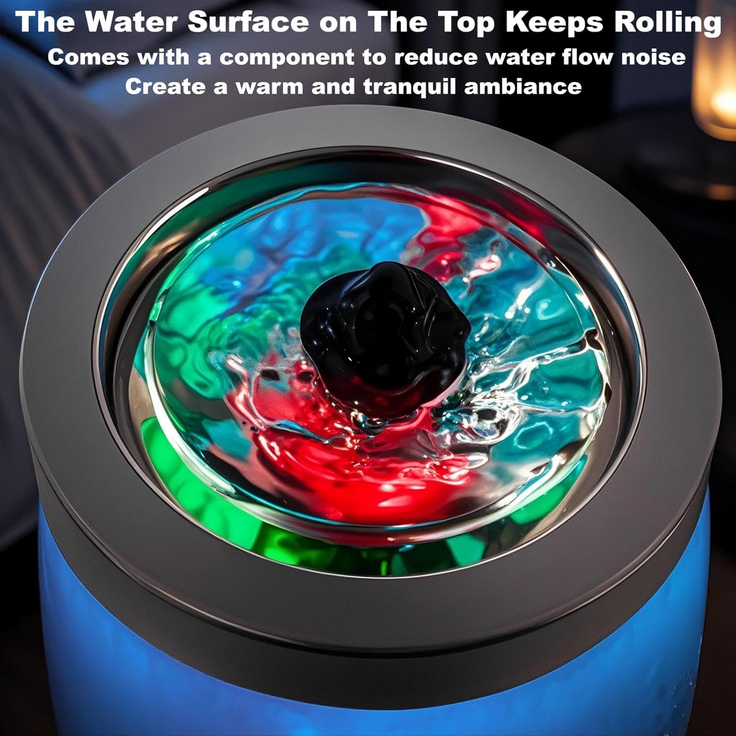 Voreen Handblown Glass Tabletop Fountain with Color Changing Glow