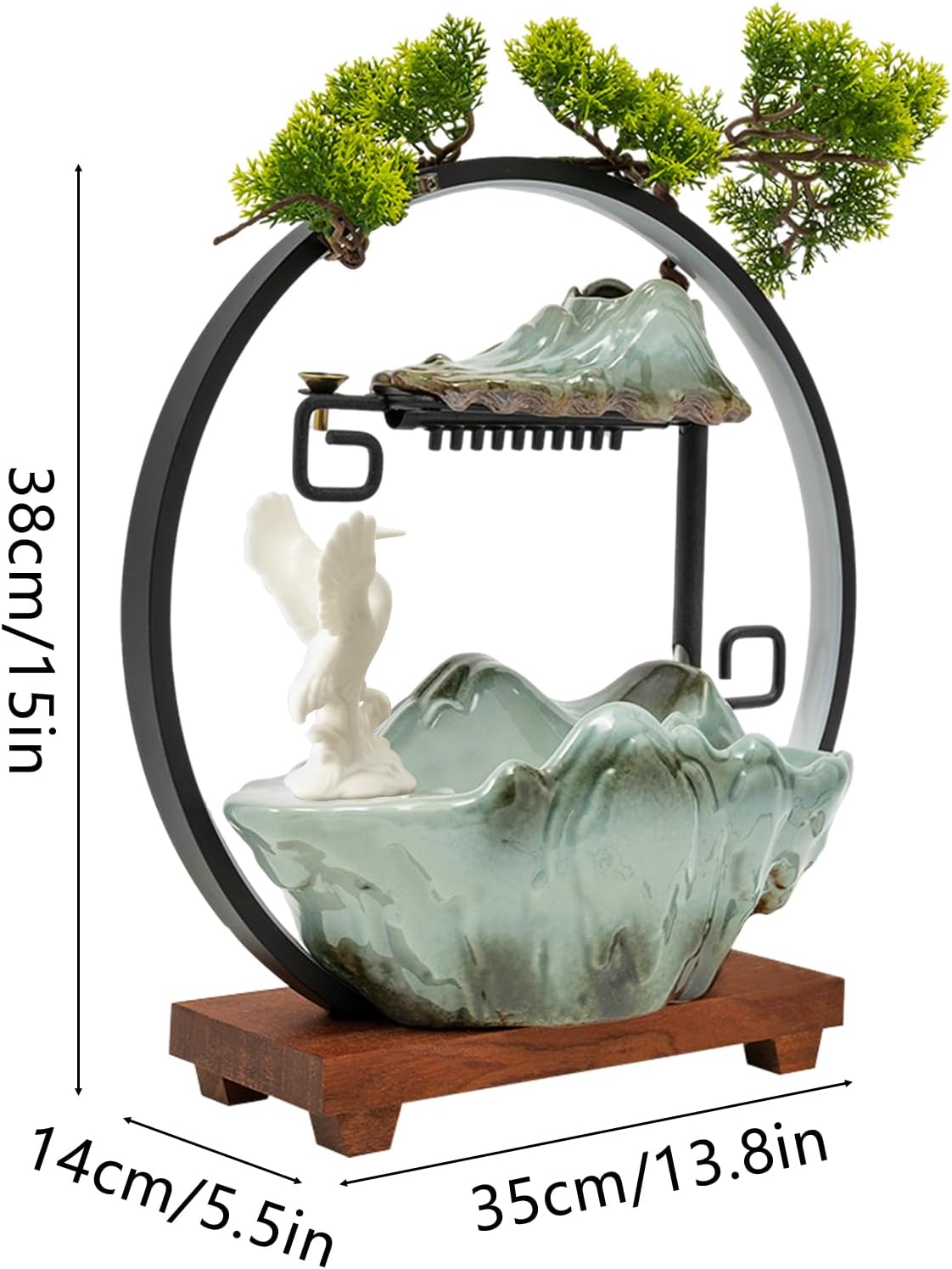 Emmliy Tabletop Water Fountain with LED Light Mist