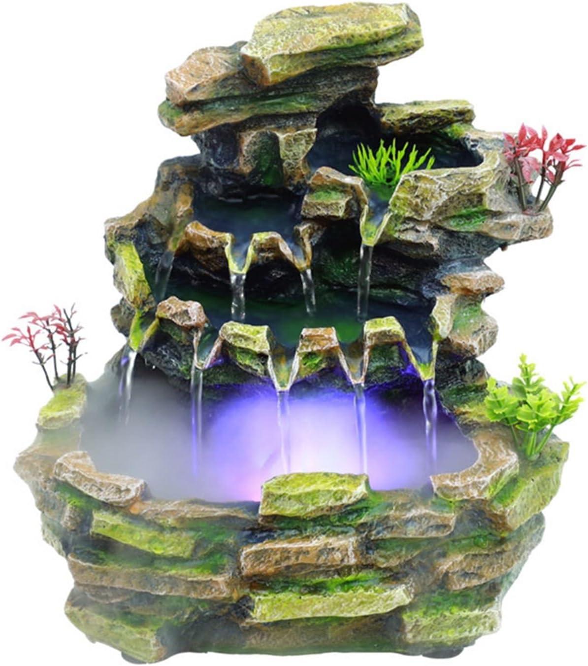 Desktop Fountain Waterfall with Rock Rockery Indoor Decor Resin Ornament