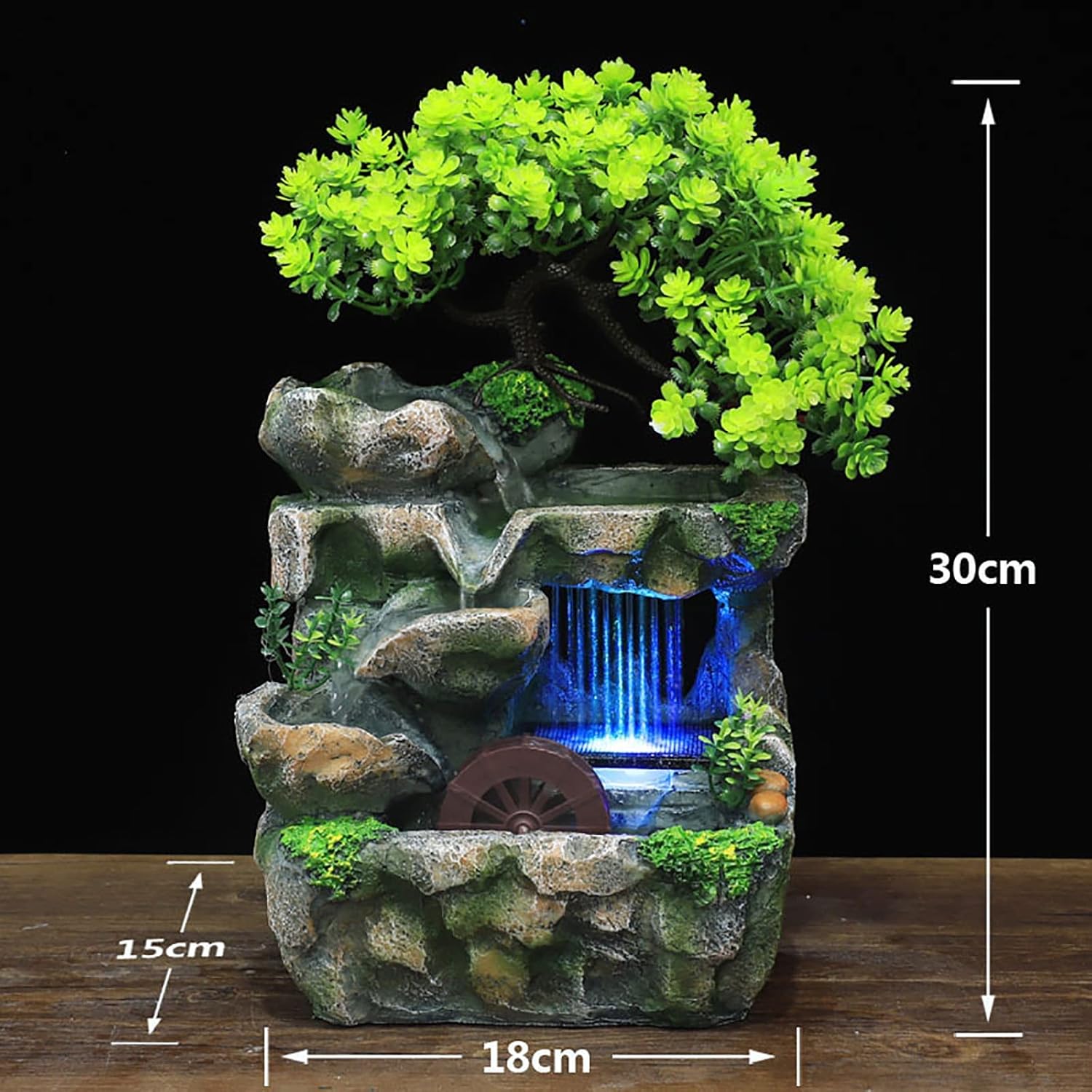 Mini Tabletop Fountain with LED Lights for Home Office