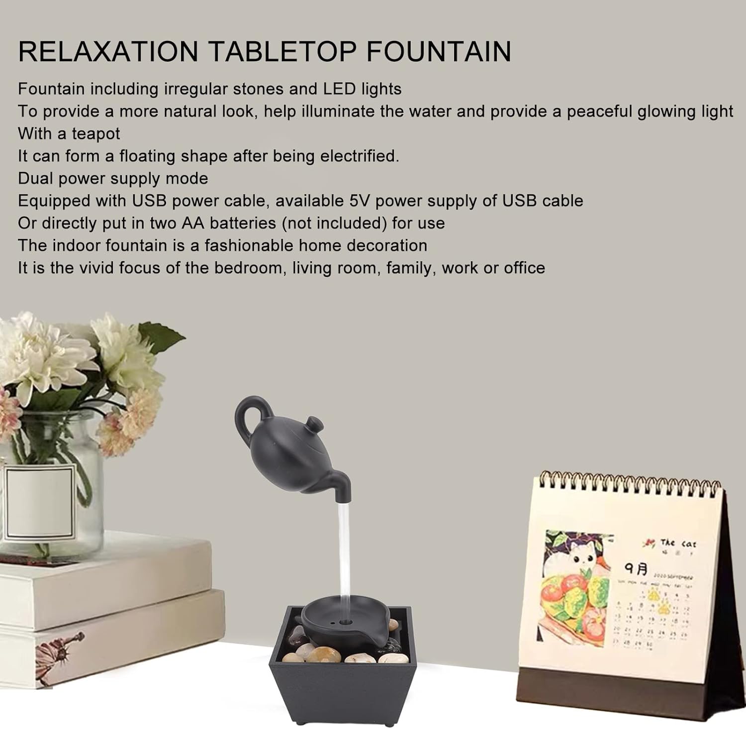 Floating Teapot Waterfall Office Desk Fountain Decoration
