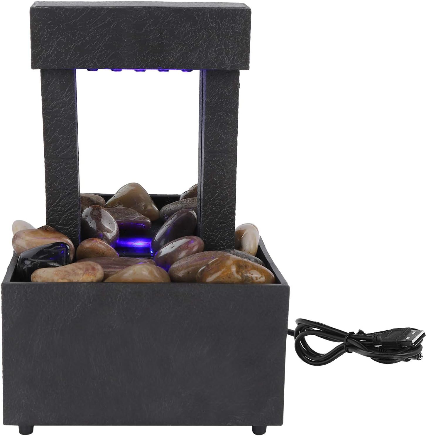Yitengteng USB Tabletop Water Fountain with LED Light and Stones
