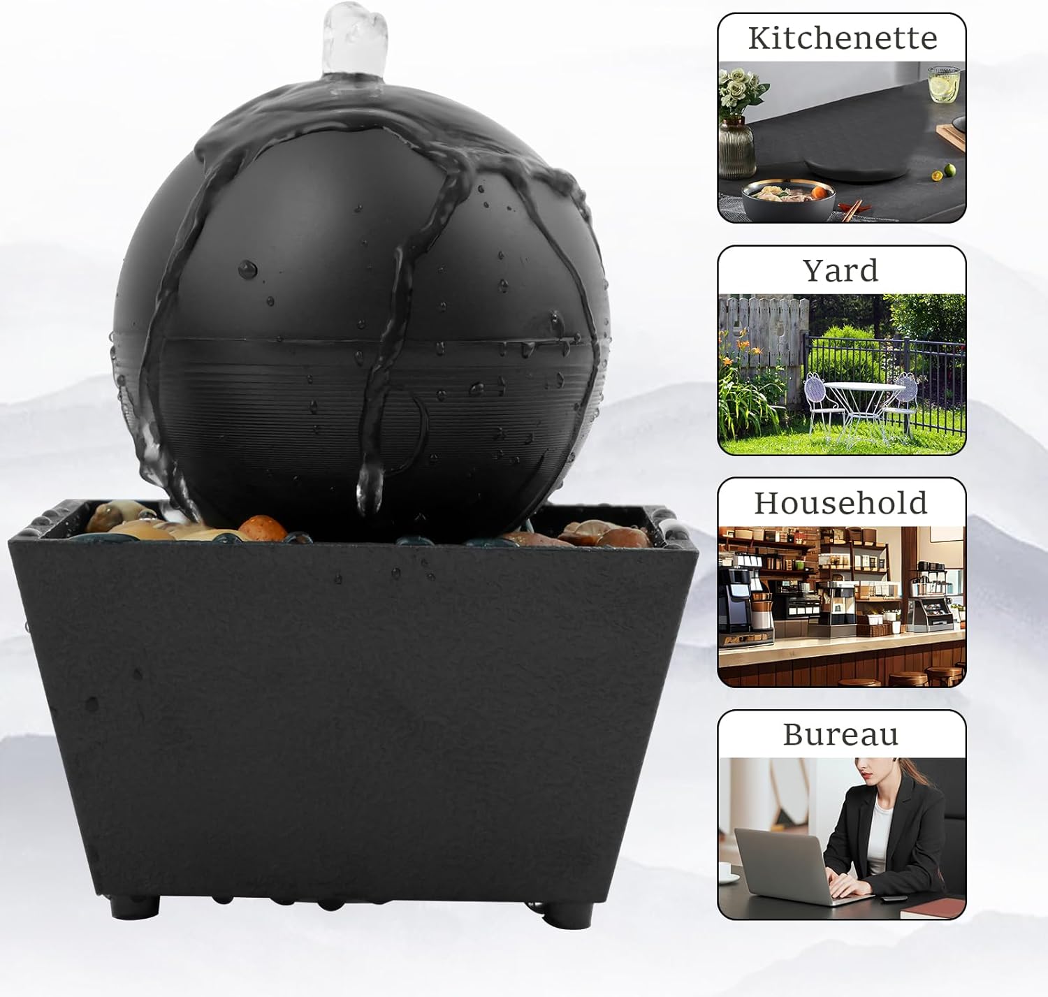 6 Inch USB Powered Tabletop Fountain with Lights