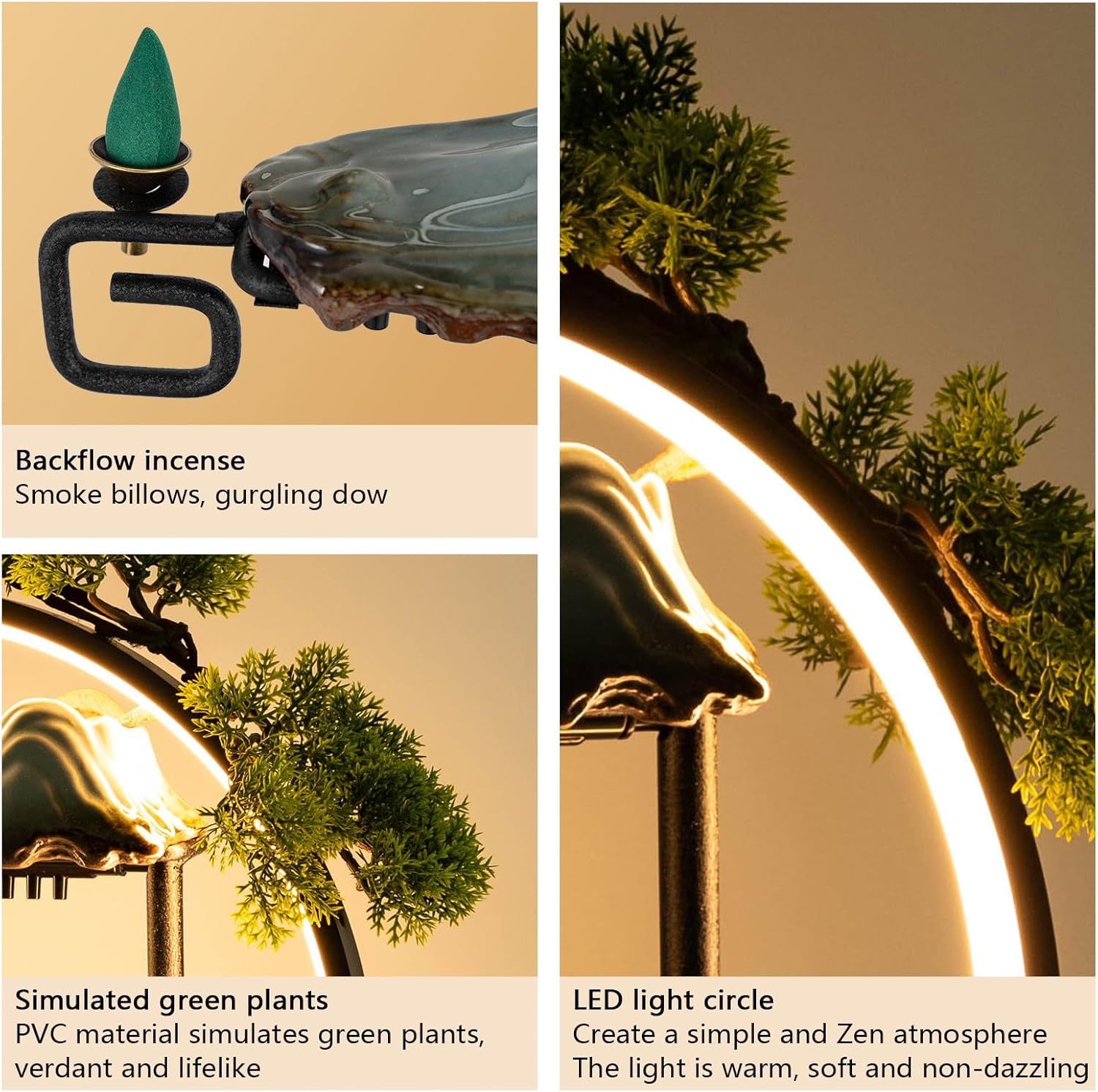 Indoor Waterfall Fountain with LED Lights and Pump