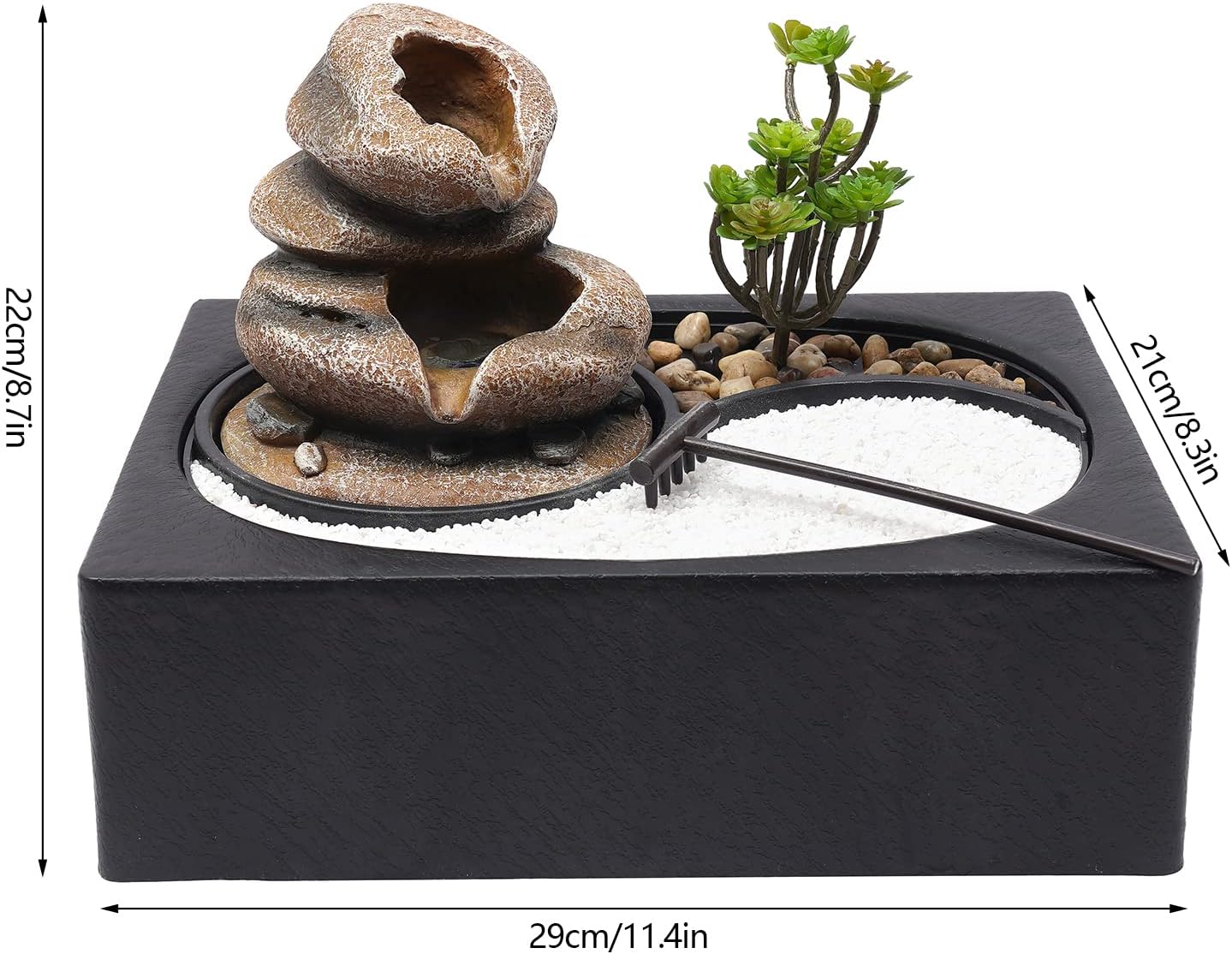 Tabletop Water Fountain with LED Light for Office Home and Bedroom Decor