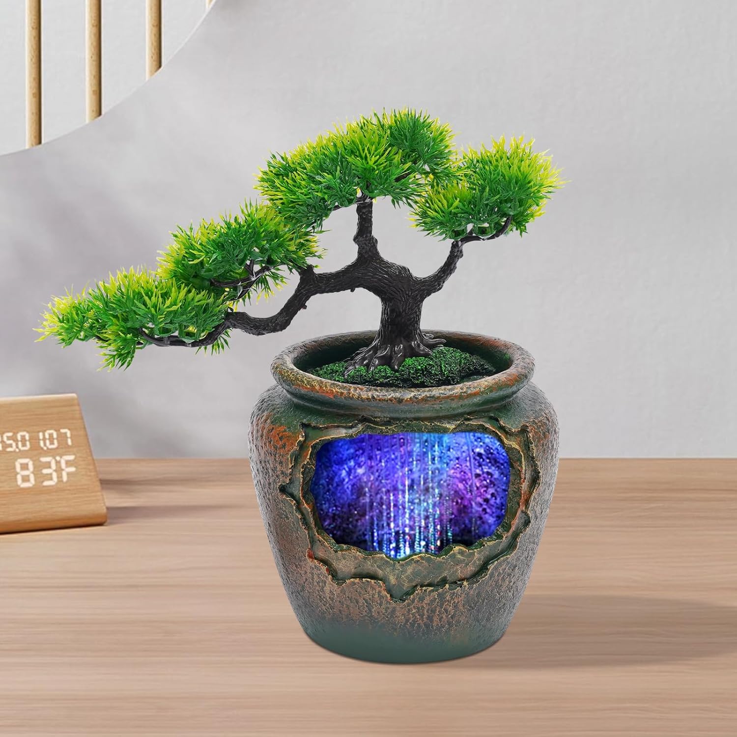 LED Decor Water Fountain Tabletop Indoor Rockery Goldfish Waterfall