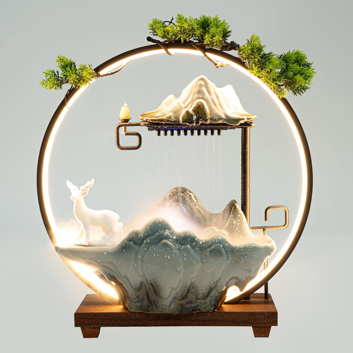 Stunning Tabletop Fountain with LED Light and Mist