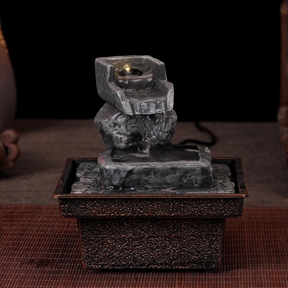 Tabletop Water Fountain with Automatic Pump for Home Office