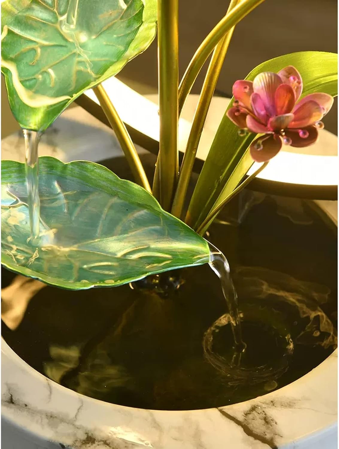 5 Tier Indoor Water Fountain with LED Light and Lotus Leaf Design
