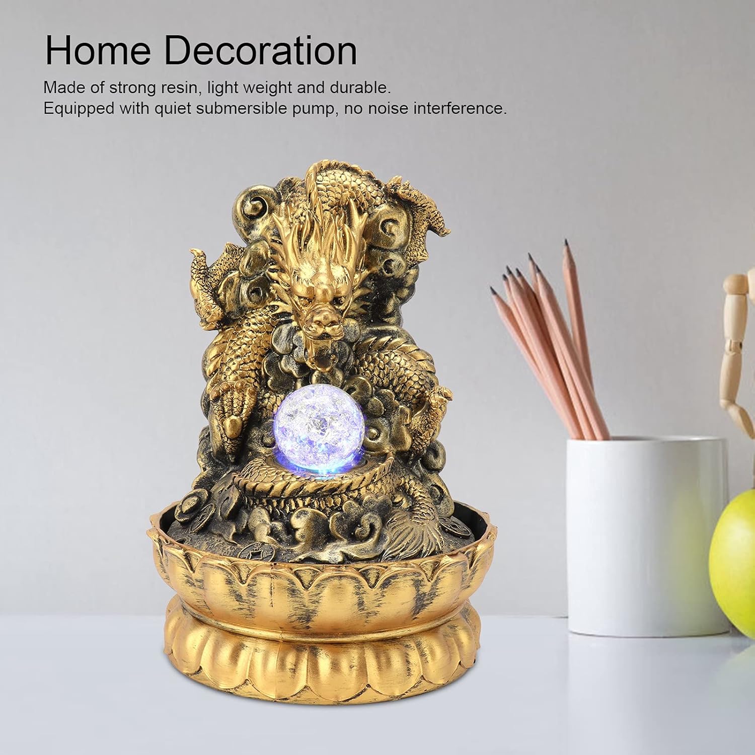 FOKH Tabletop Fountain with LED Light and Waterfall Sound