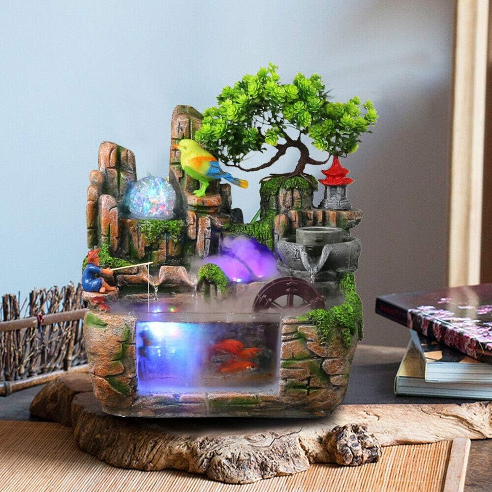 11 Inch Tabletop Fountain with Crystal Lighting and Rolling Ball