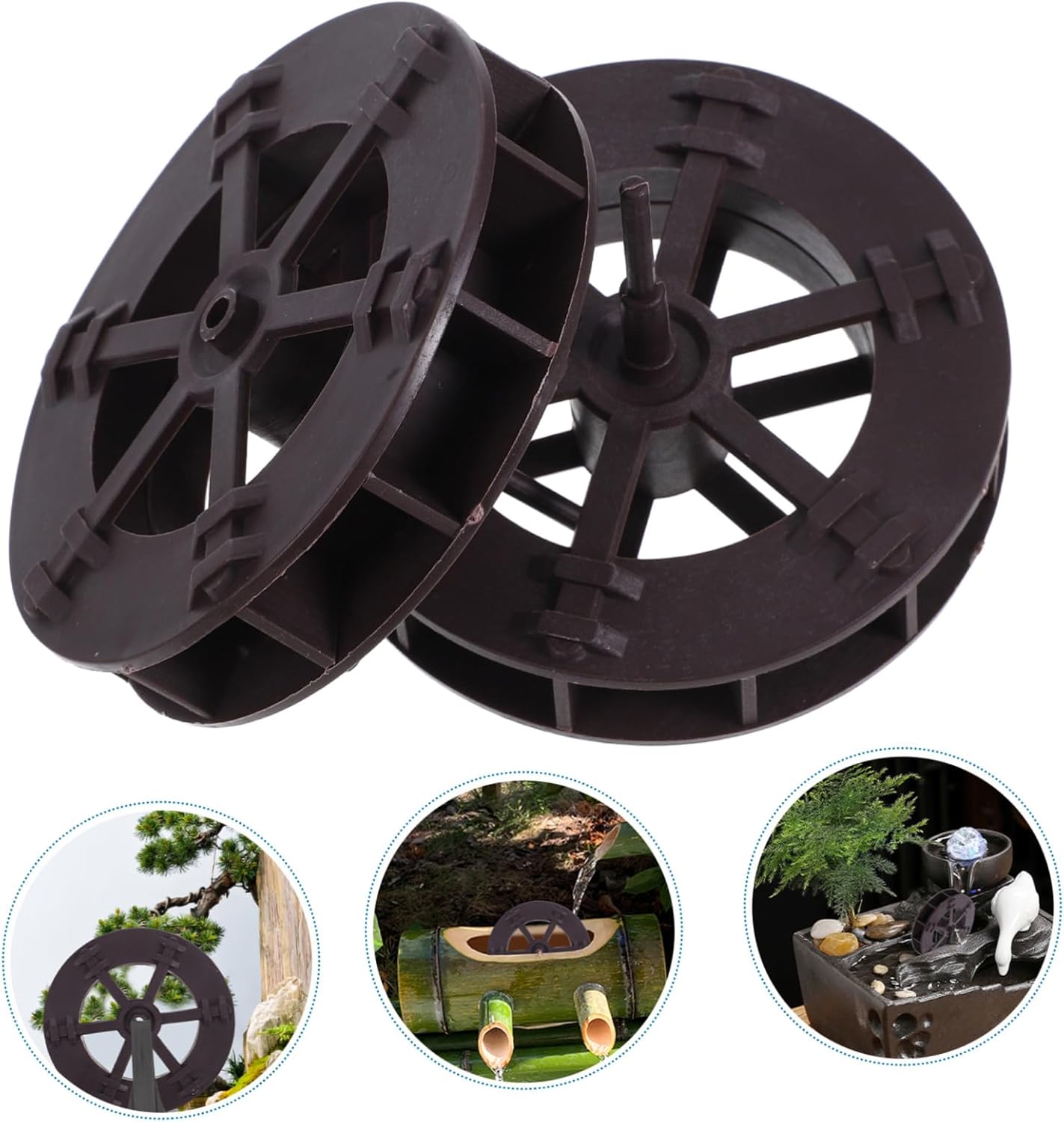 PRETYZOOM 2pcs Mini Water Wheel Fountain Decor for Home Aquarium Tabletop Garden