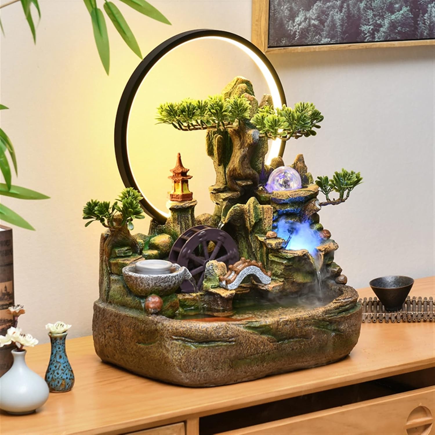 Indoor Fountain with Rolling Ball - Serene Desktop Water Feature