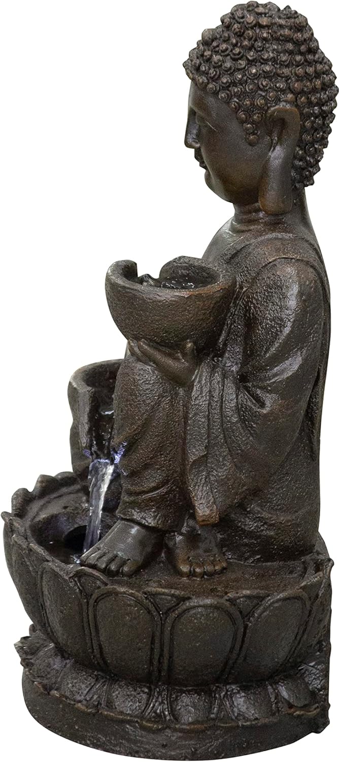 Hi-Line Gift Ltd 1375 Inch Buddha Fountain with LED Tabletop Decor