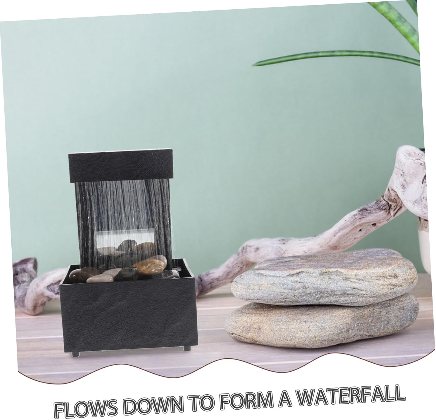 SOLUSTRE Running Water Ornament Desktop Fountain Zen Decor for Home Office Bedroom