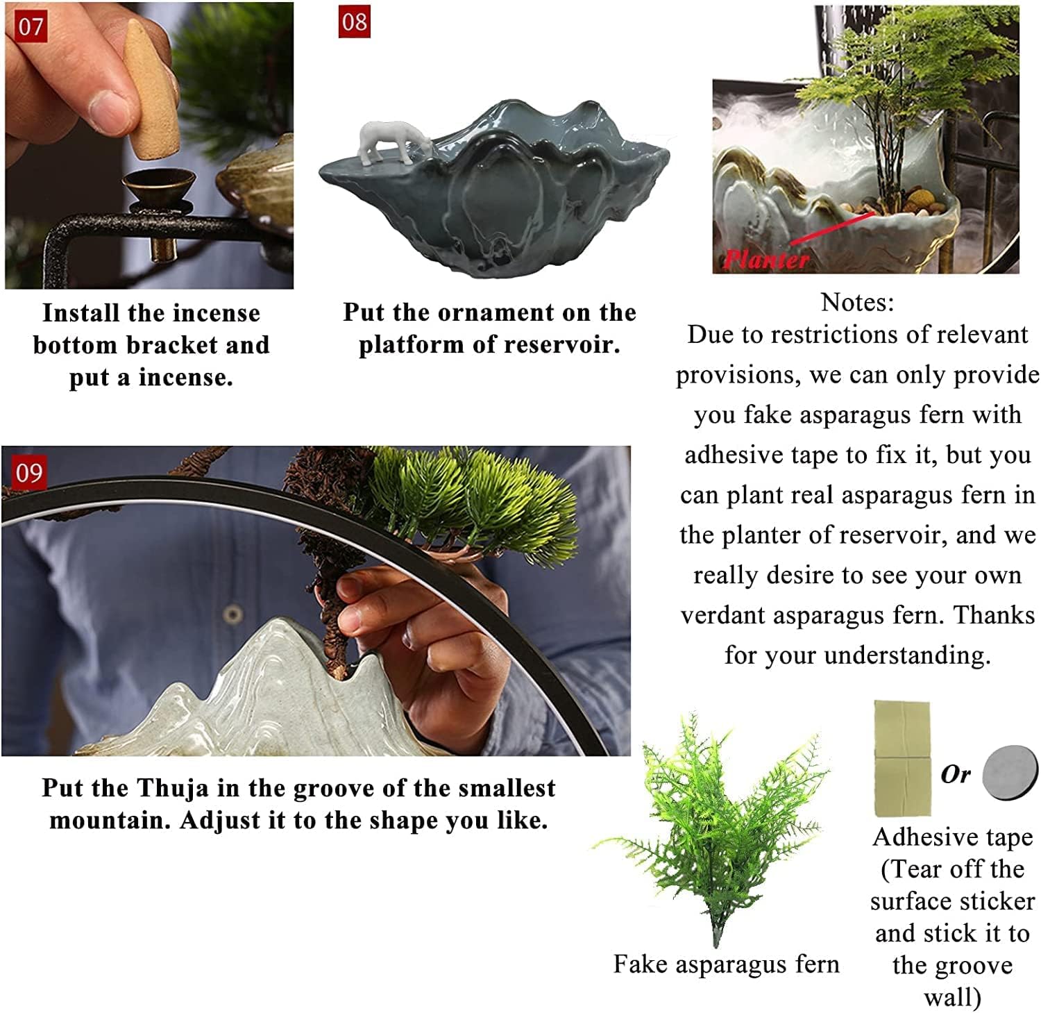 Ceramic Water Fountain with LED and Animal Design