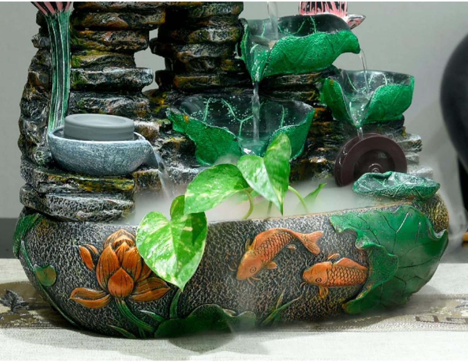 Xilin-872 Resin Indoor Fountain with Water Mist and Pump