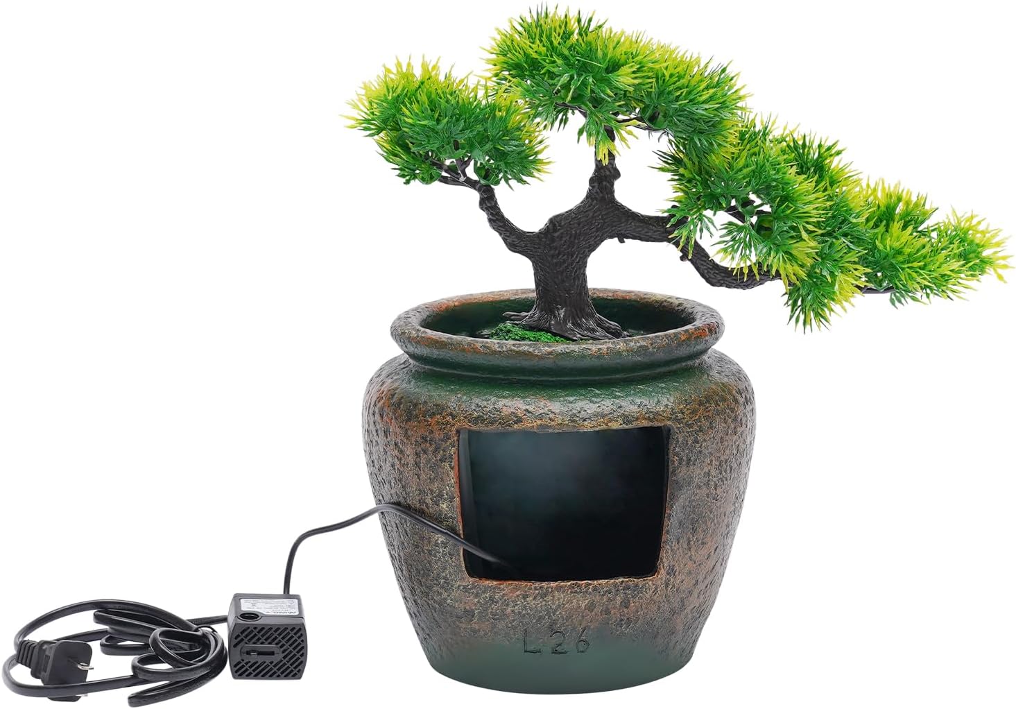 LED Decor Water Fountain Tabletop Indoor Rockery Goldfish Waterfall
