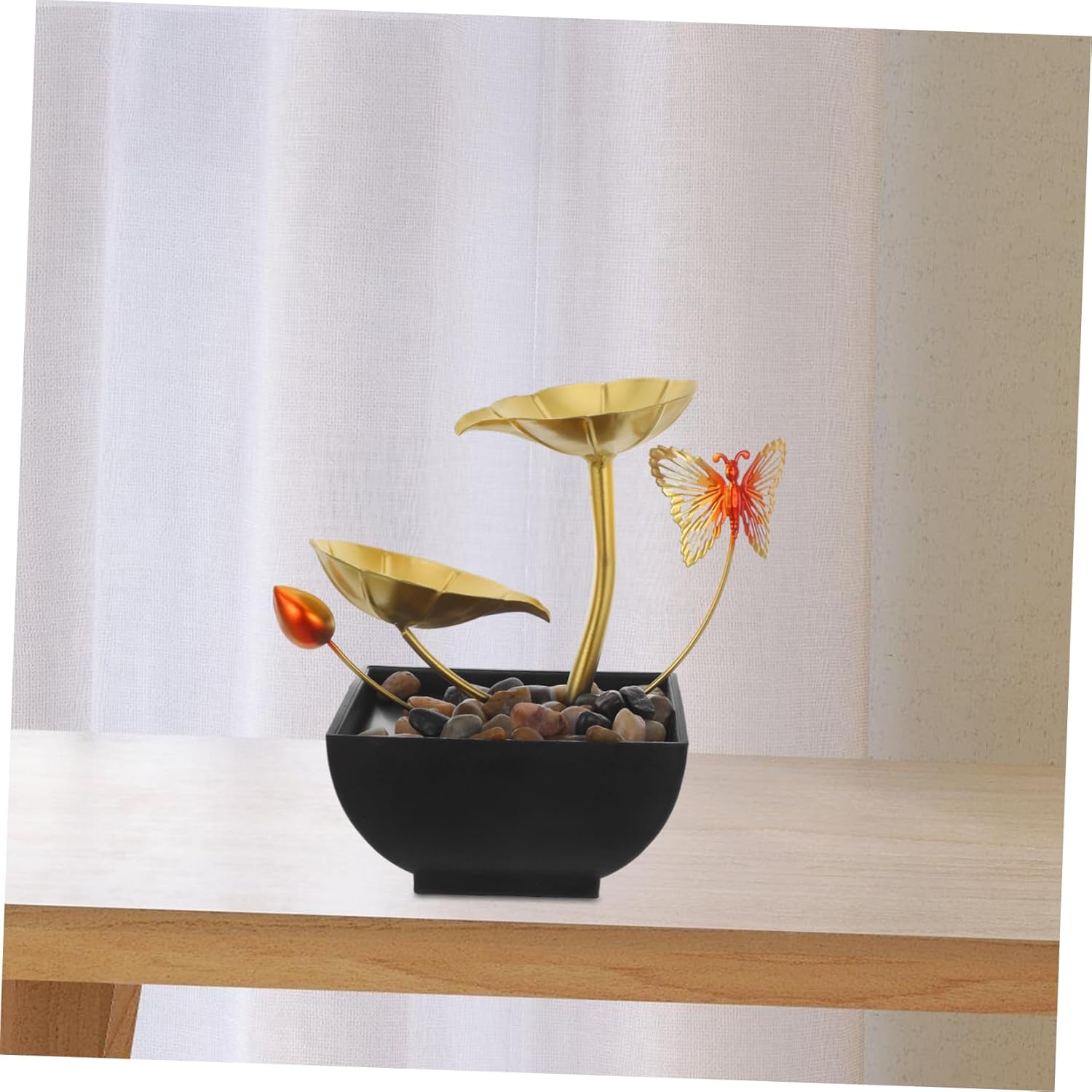 CORHAD Leaf Indoor Tabletop Fountain with LED Light and River Rocks