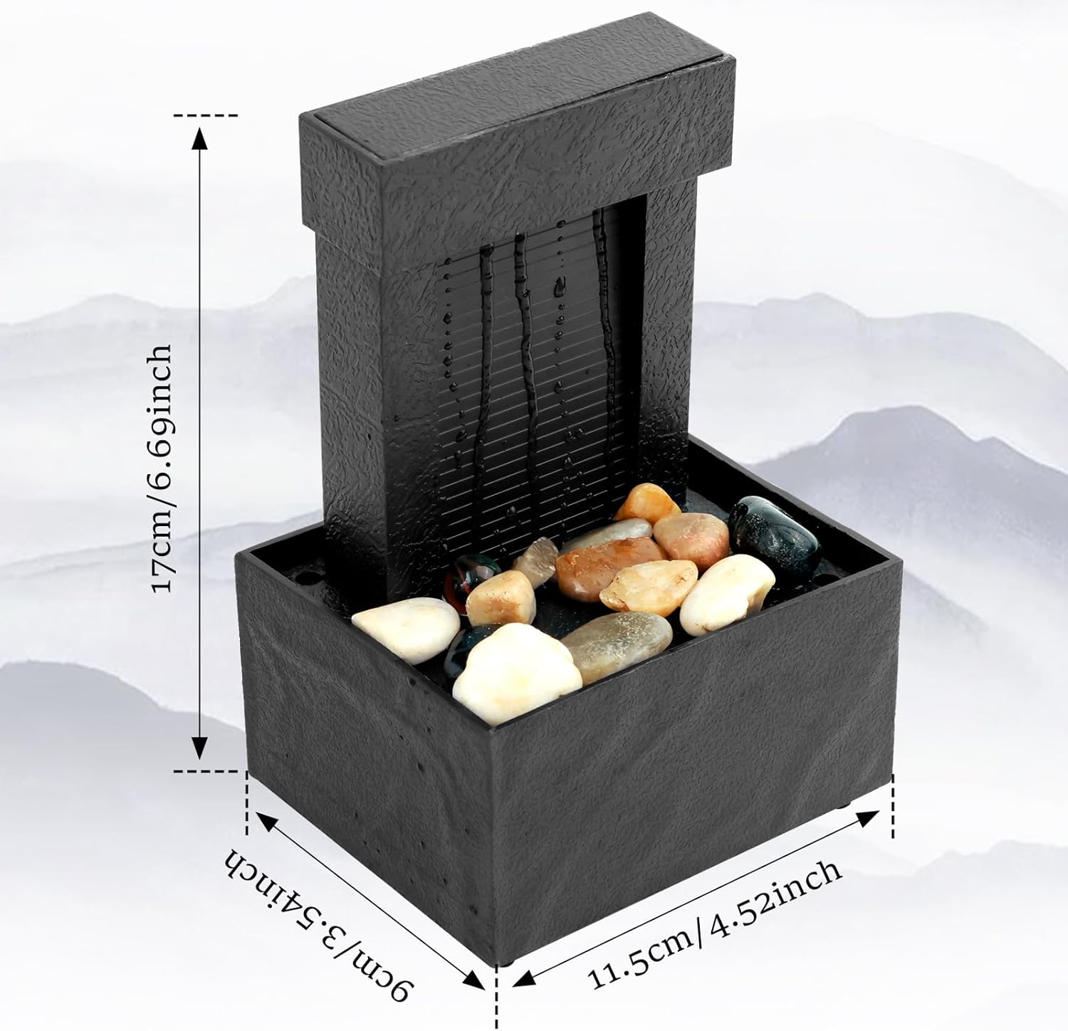 Dark Blue Tabletop Fountain with Light and Sound