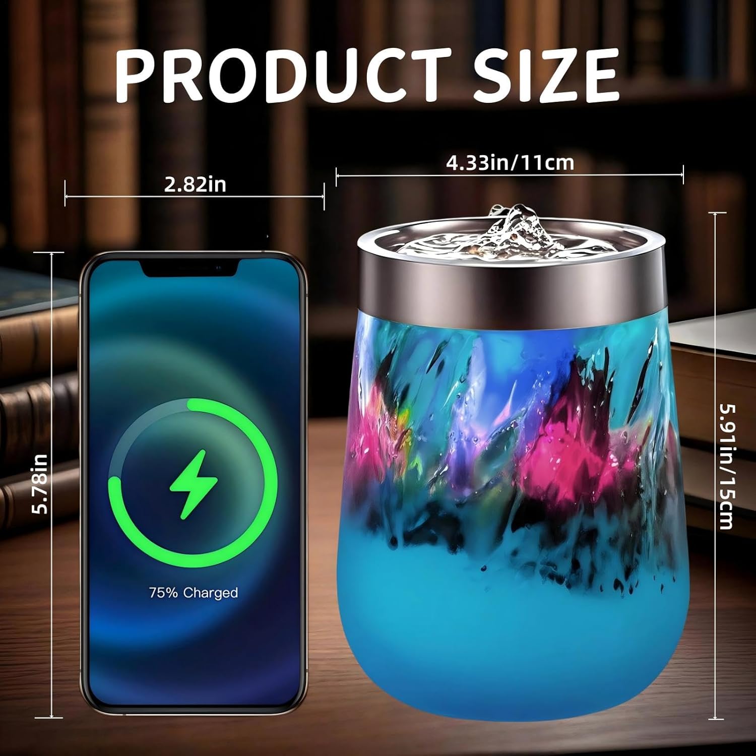 Voreen Handblown Glass Tabletop Fountain with Color Changing Glow