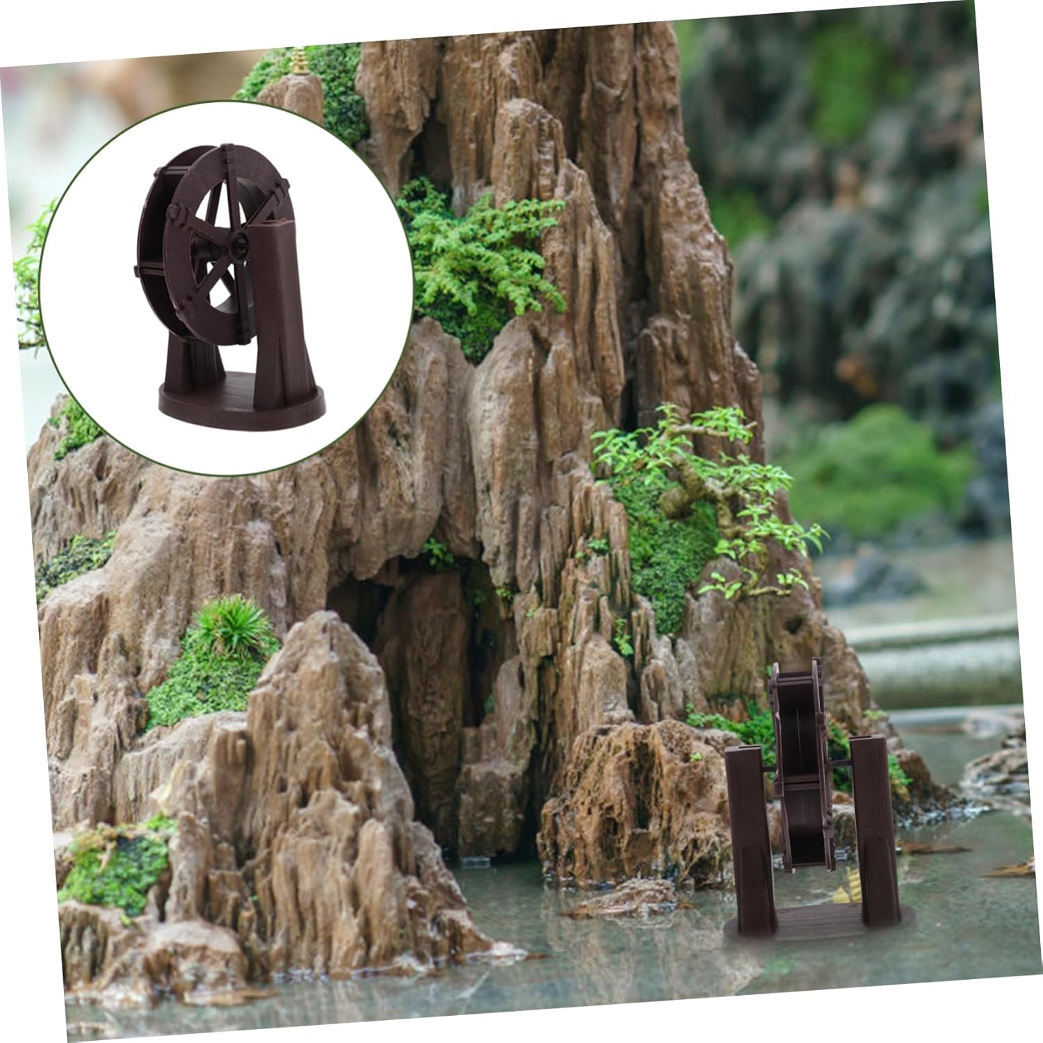 Luxshiny Miniature Water Wheel Fountain Decor for Indoor and Office