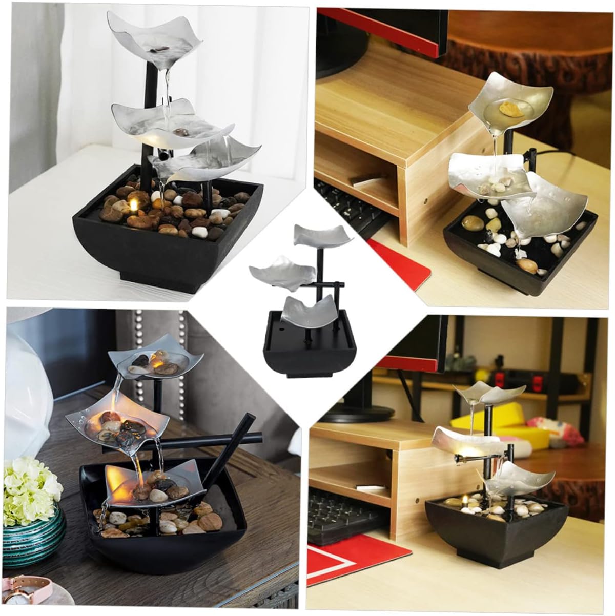 Ciieeo Metal Desktop Waterfall Fountain for Office Zen Decor