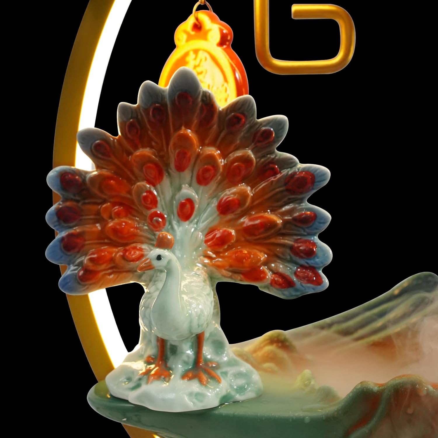 Chinese Style Landscape Deer Indoor Water Fountain with LED Light and Mist