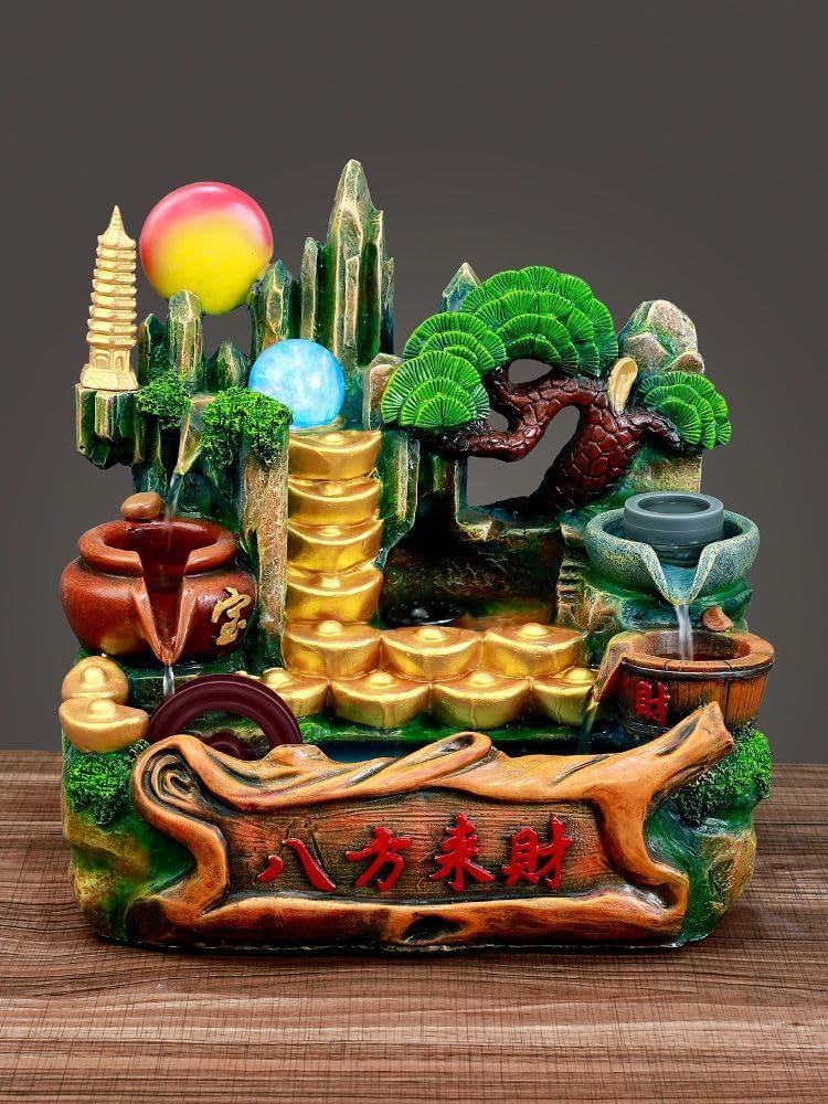 Ecqizer Jinbao Rockery Water Fountain Feng Shui Decor