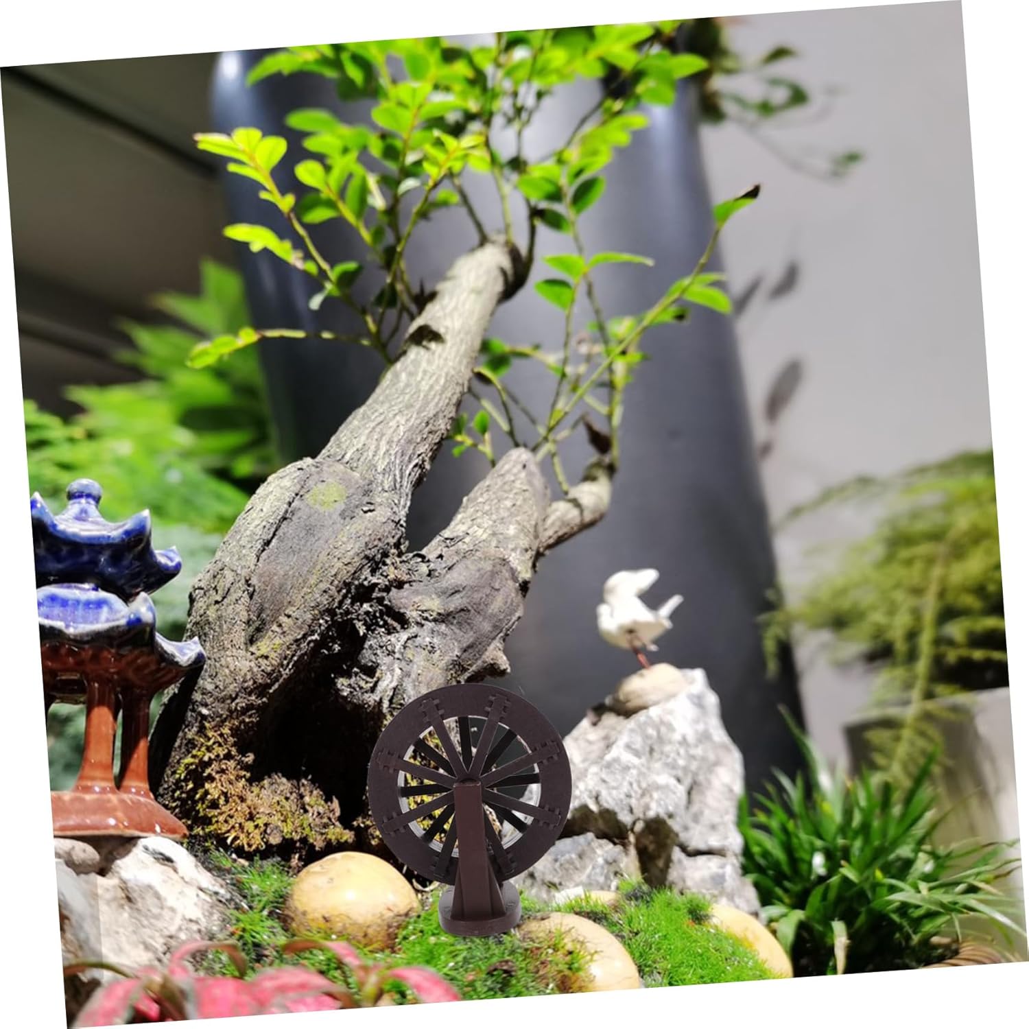 Cabilock Micro Landscape Water Wheel Fountain Replacement Part with Bracket for Fish Tank and Indoor Garden