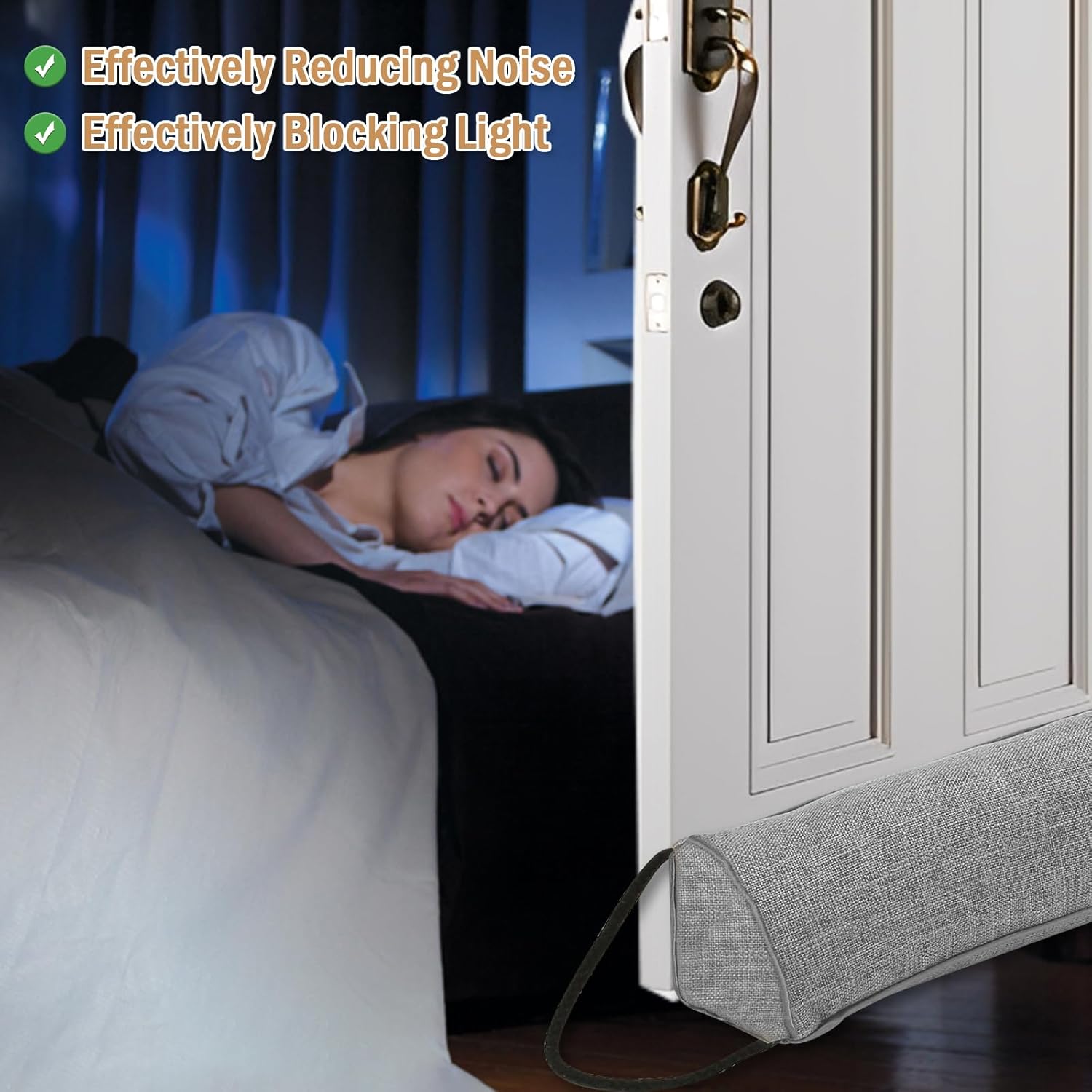 36 Inch Triangle Door Draft Stopper with Hanging Loops - Gray