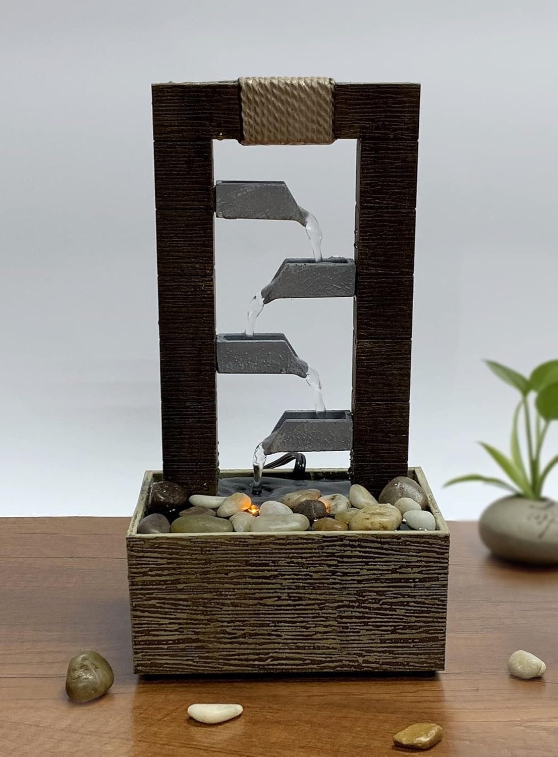 Natures Mark 10 Inch 4 Tiered Water Fountain with LED Lights
